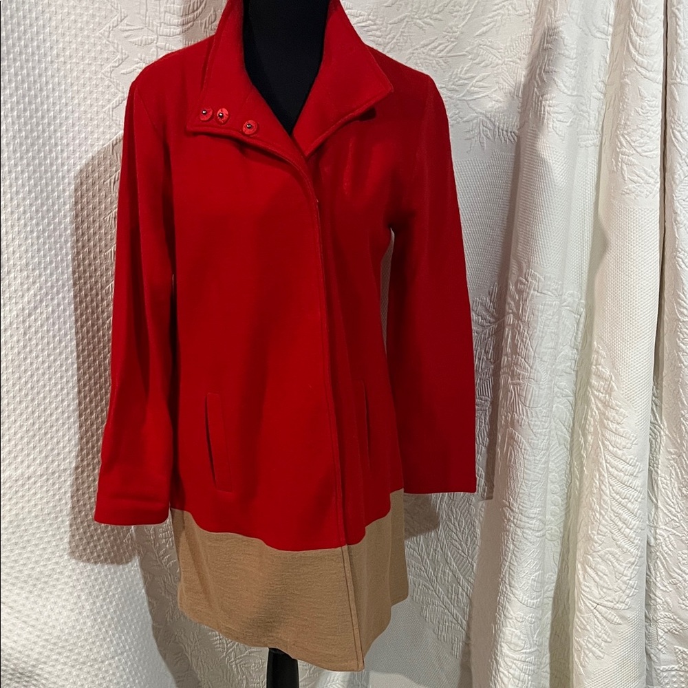 Mercer & Madison Wool Red‎ and Tan Sweater Jacket, size small